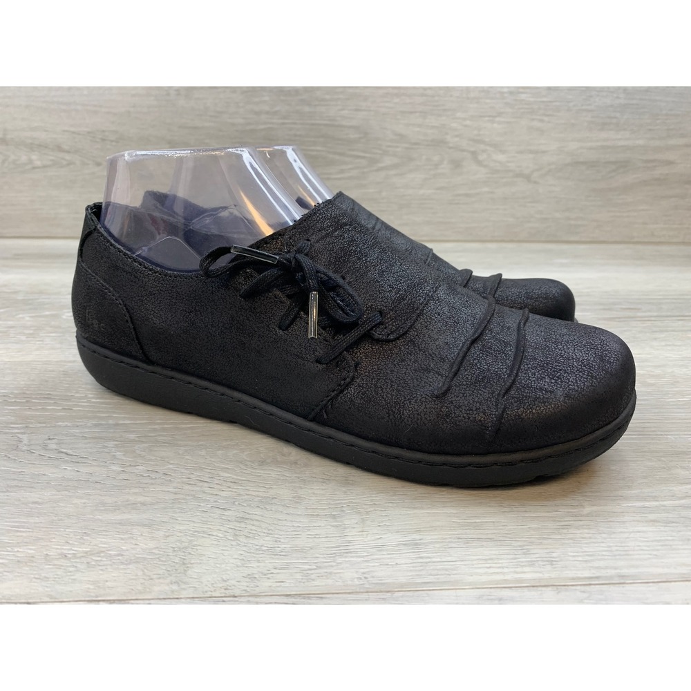b.o.c. Born Concept Women's 10 Black Textured Pleated Lace Up Comfort Shoes